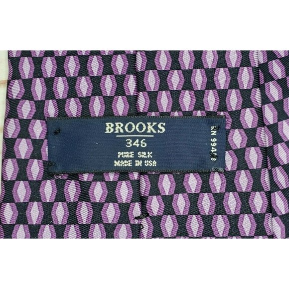 Brooks Brothers 346 Purple Black Diamond %100 Silk Men's Neck Tie Made In U.S.A - Picture 5 of 11